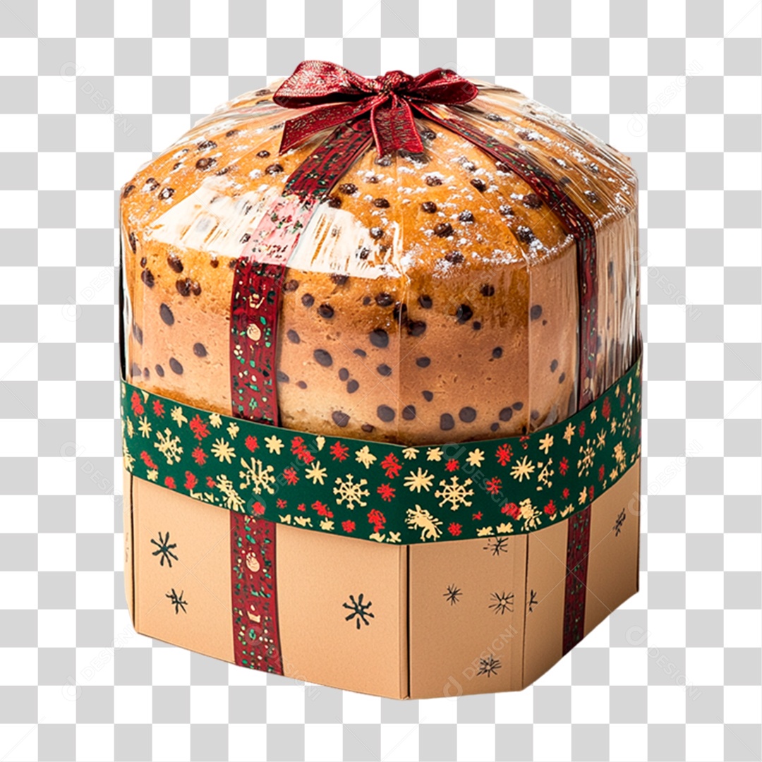 Panetone Embalado em Caixa de Presente PNG Transparente
