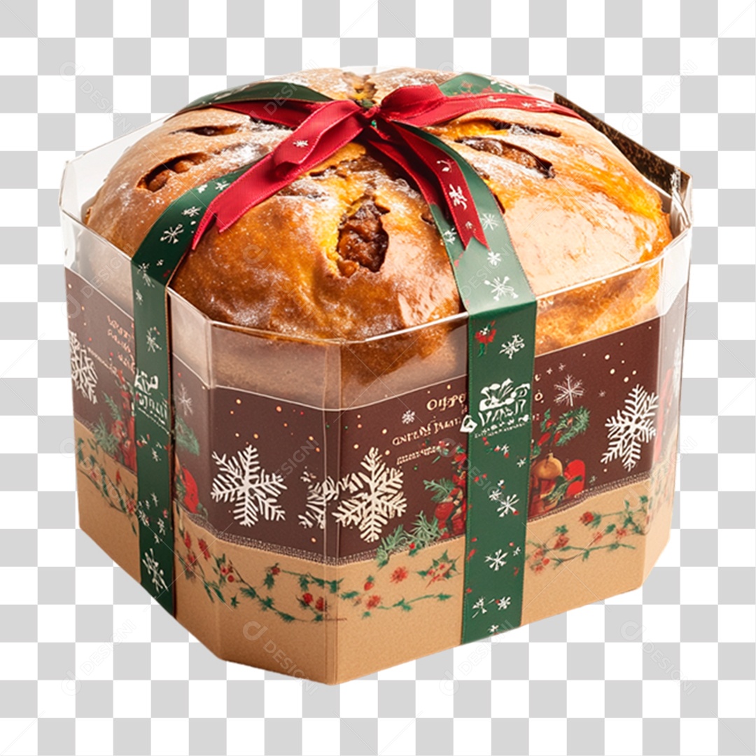 Panetone Embalado em Caixa de Presente PNG Transparente