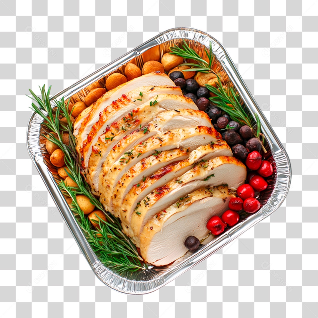 Frango Assado Cortado na Tigela PNG Transparente