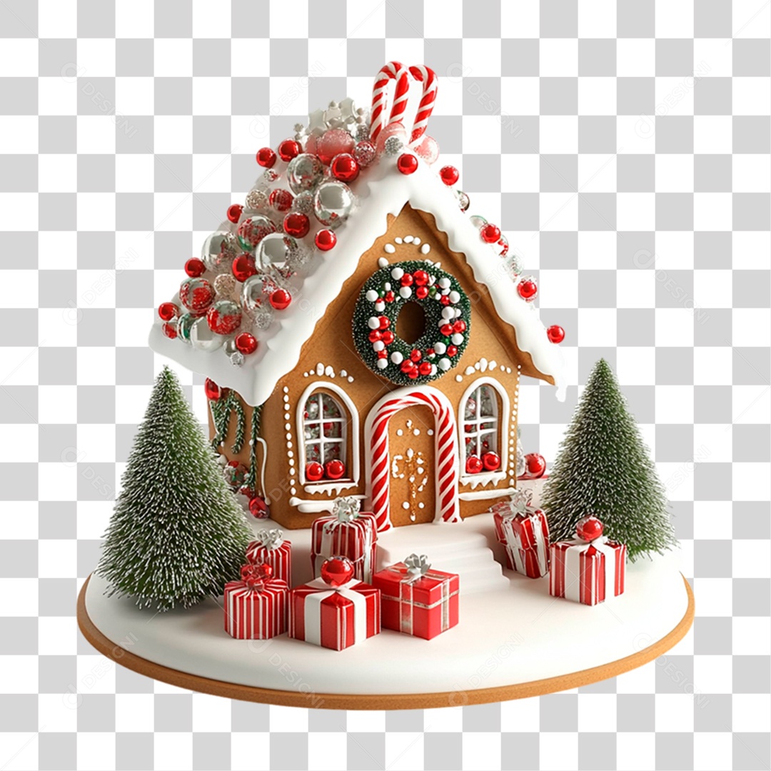 Casa de Doce Enfeite de Natal PNG Transparente