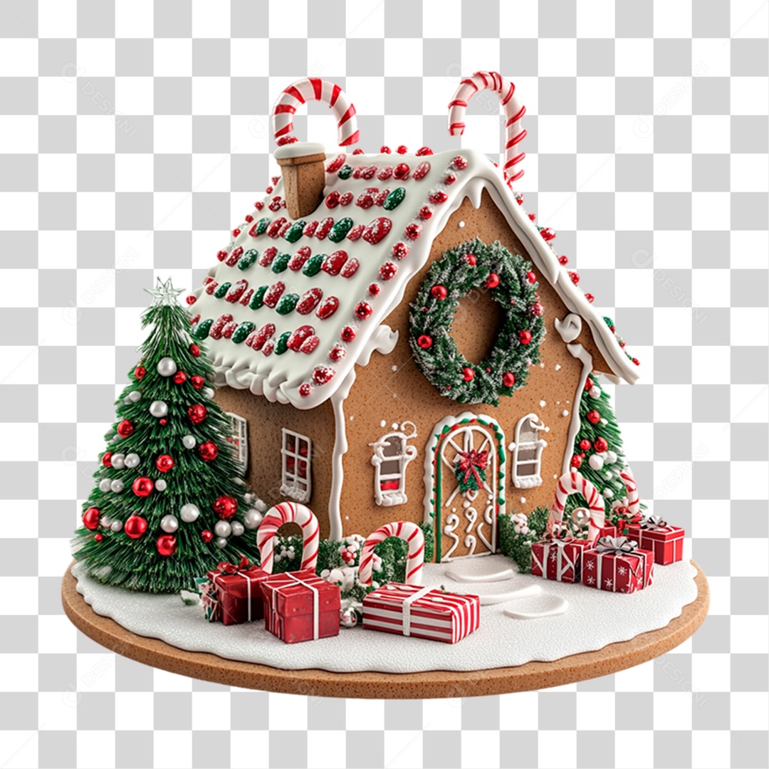 Casa de Doce Enfeite de Natal PNG Transparente