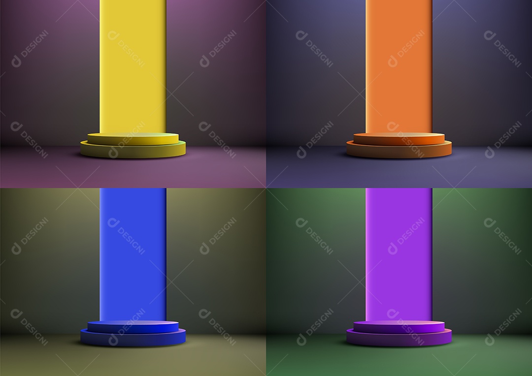 Modelo de Cenário de Pódio Ilustração Vetor EPS Editável