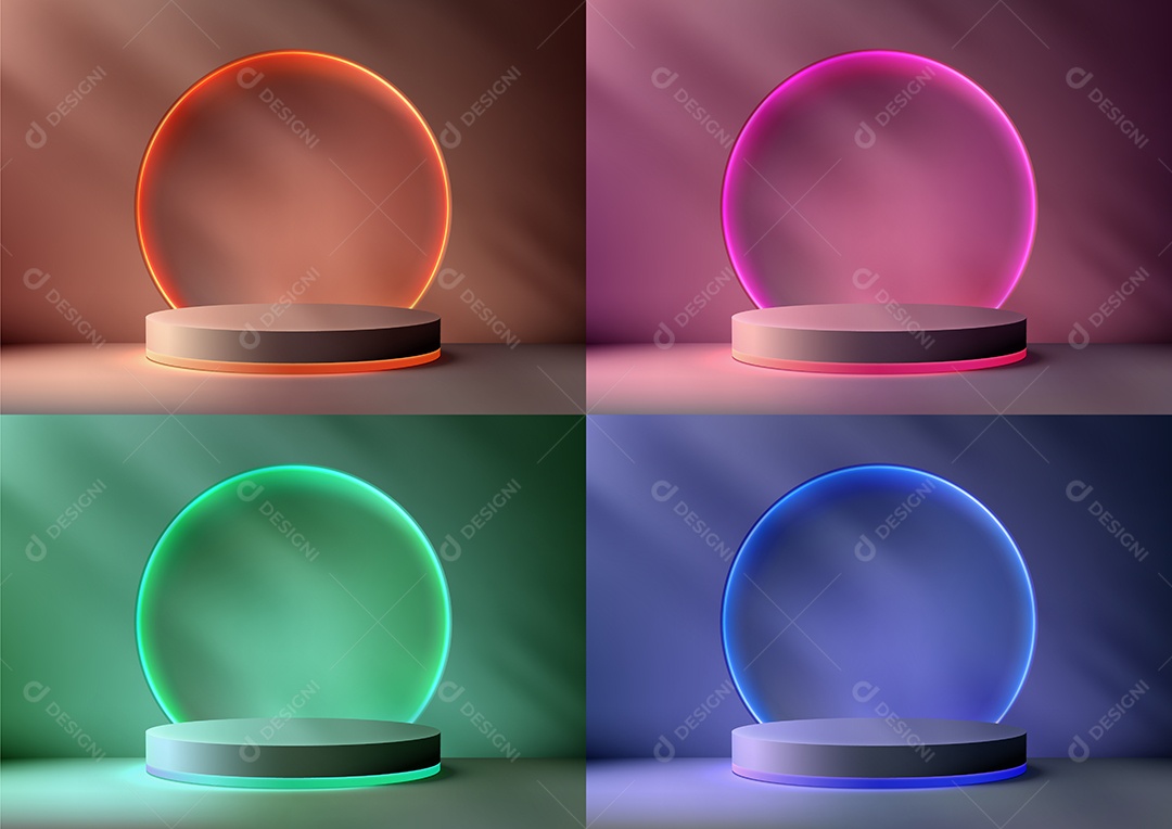 Modelo de Cenário de Pódio Ilustração Vetor EPS Editável