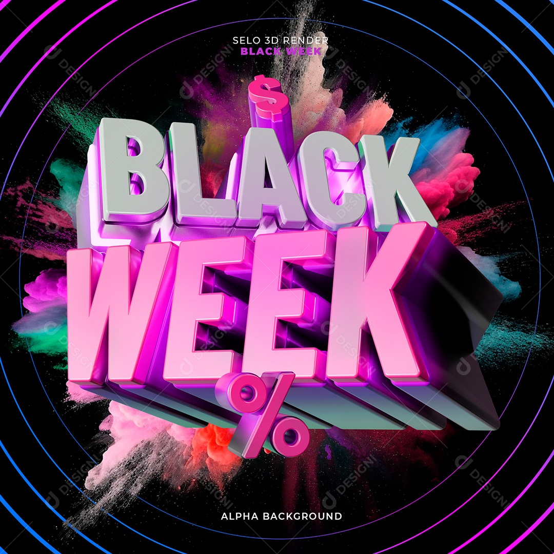 Selo 3D Black Week para Composição PSD