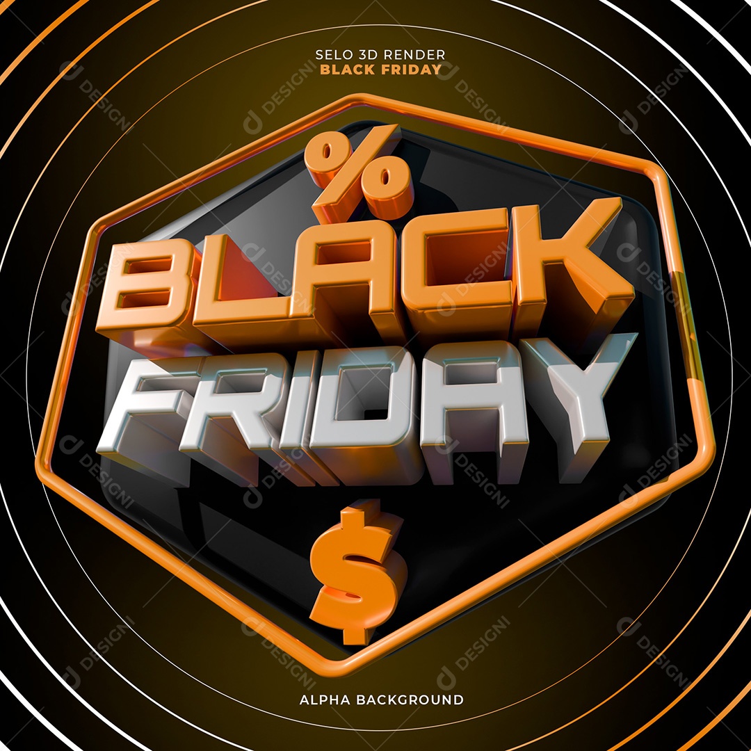 Selo 3D Black Friday para Composição PSD