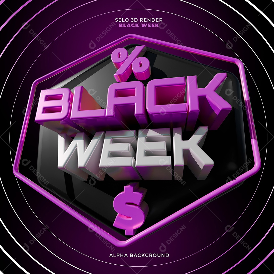 Selo 3D Black Week para Composição PSD
