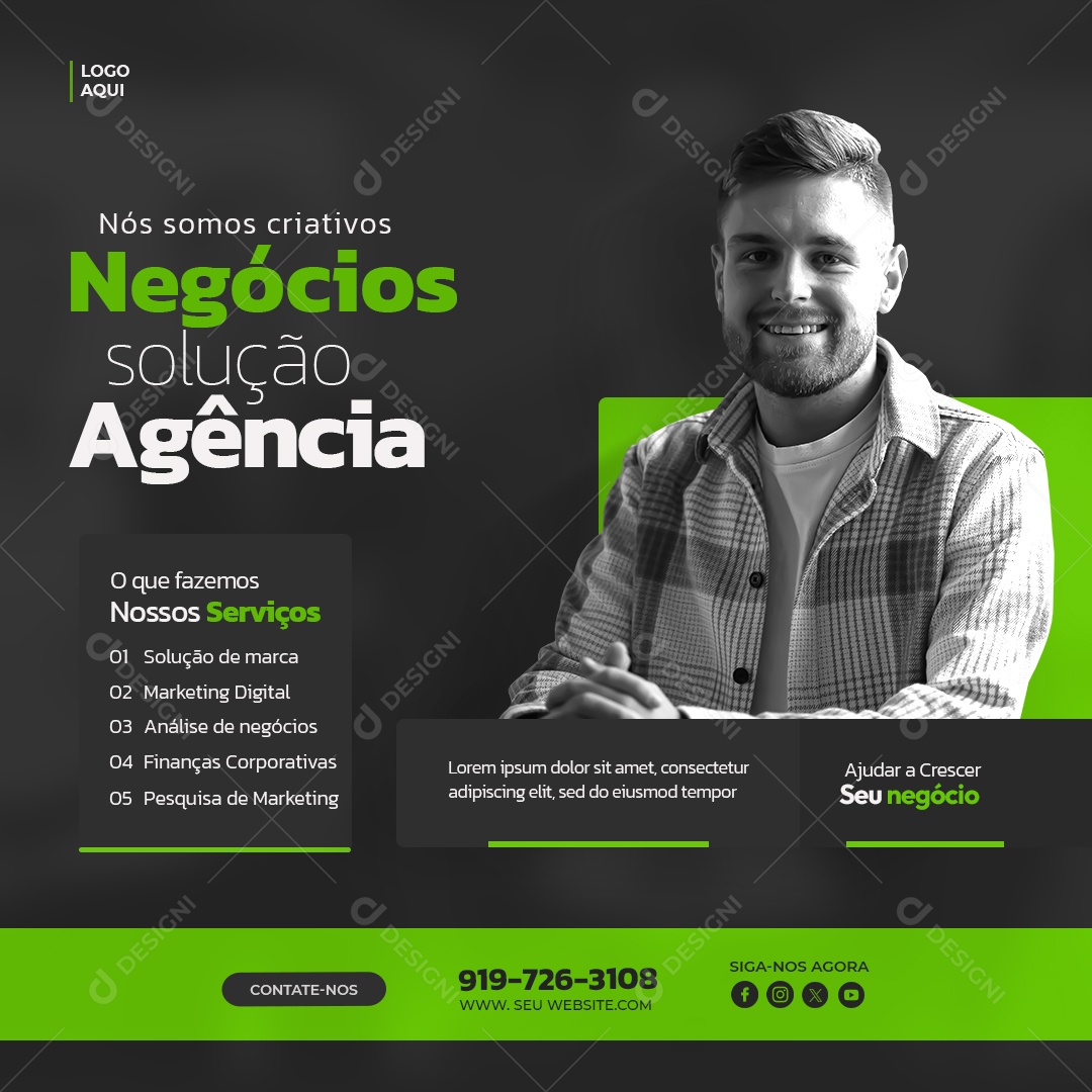 Marketing Digital Negócios Solução Agência Social Media PSD Editável