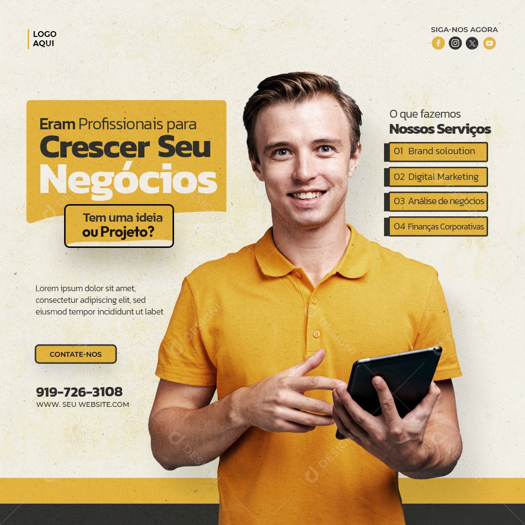 Marketing Digital Crecer Seu Negócios Social Media PSD Editável