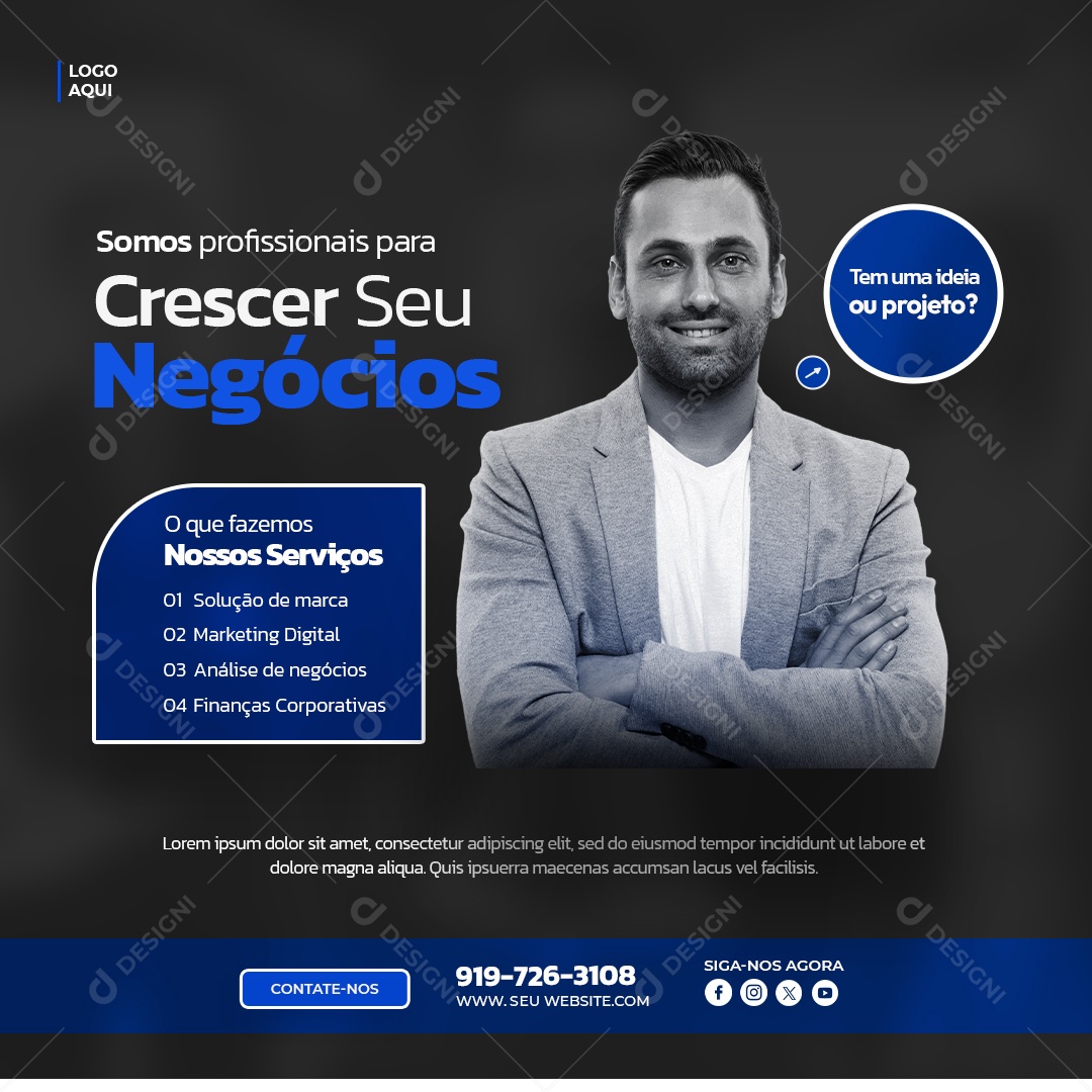 Marketing Digital Crecer Seus Negócios Social Media PSD Editável