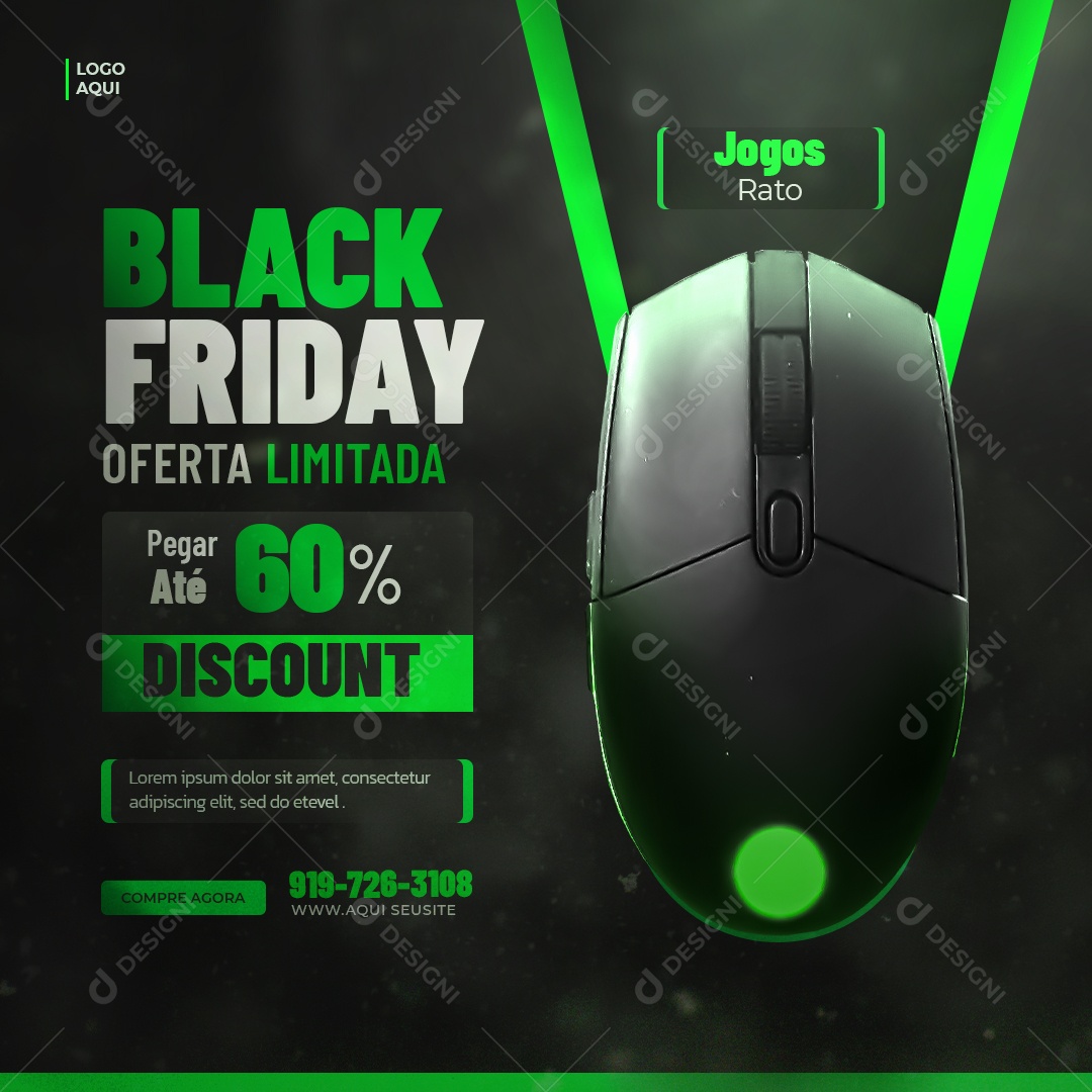 Black Friday Loja de Eletrónicos Mouse Social Media PSD Editável