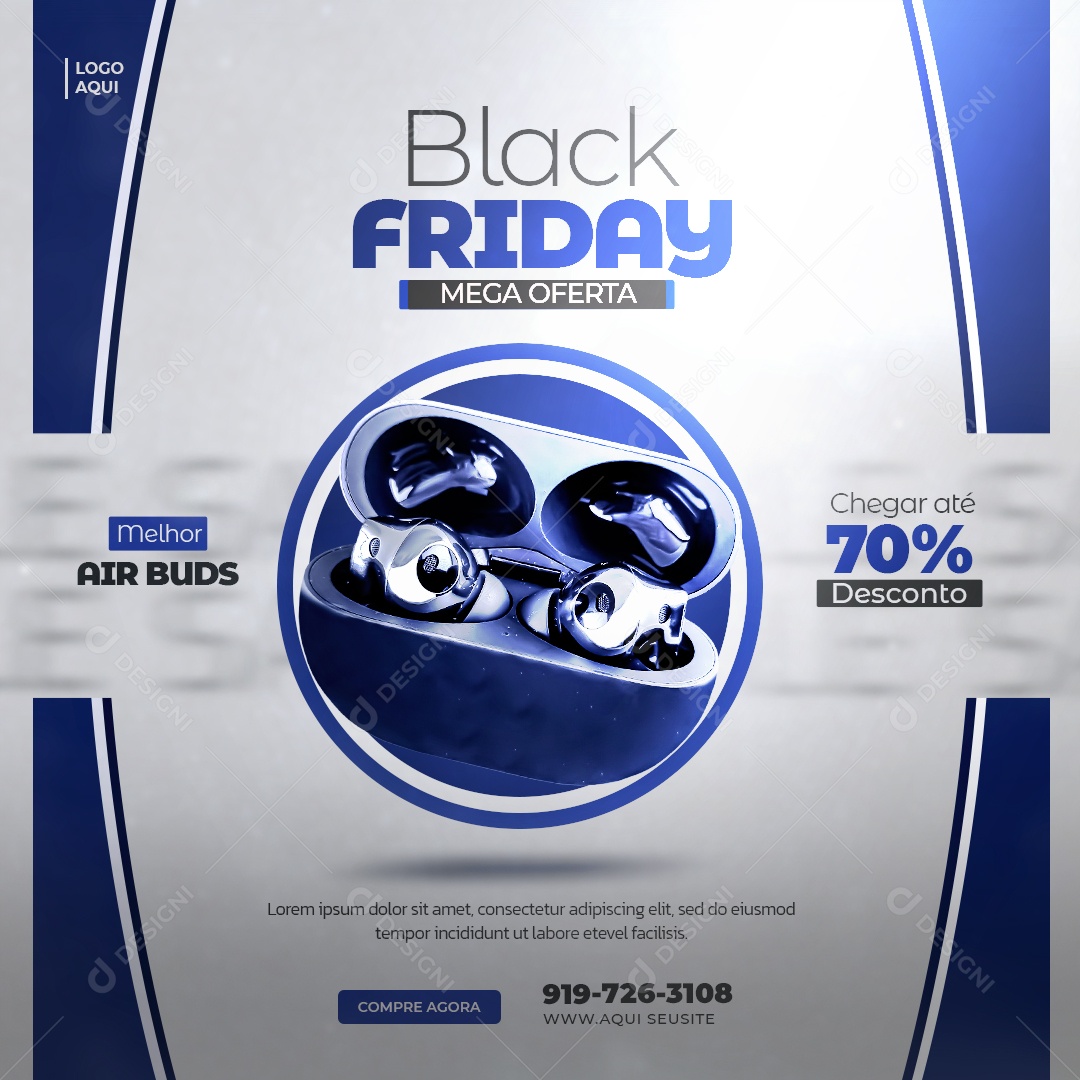 Black Friday Loja de Eletrónicos Fone Social Media PSD Editável