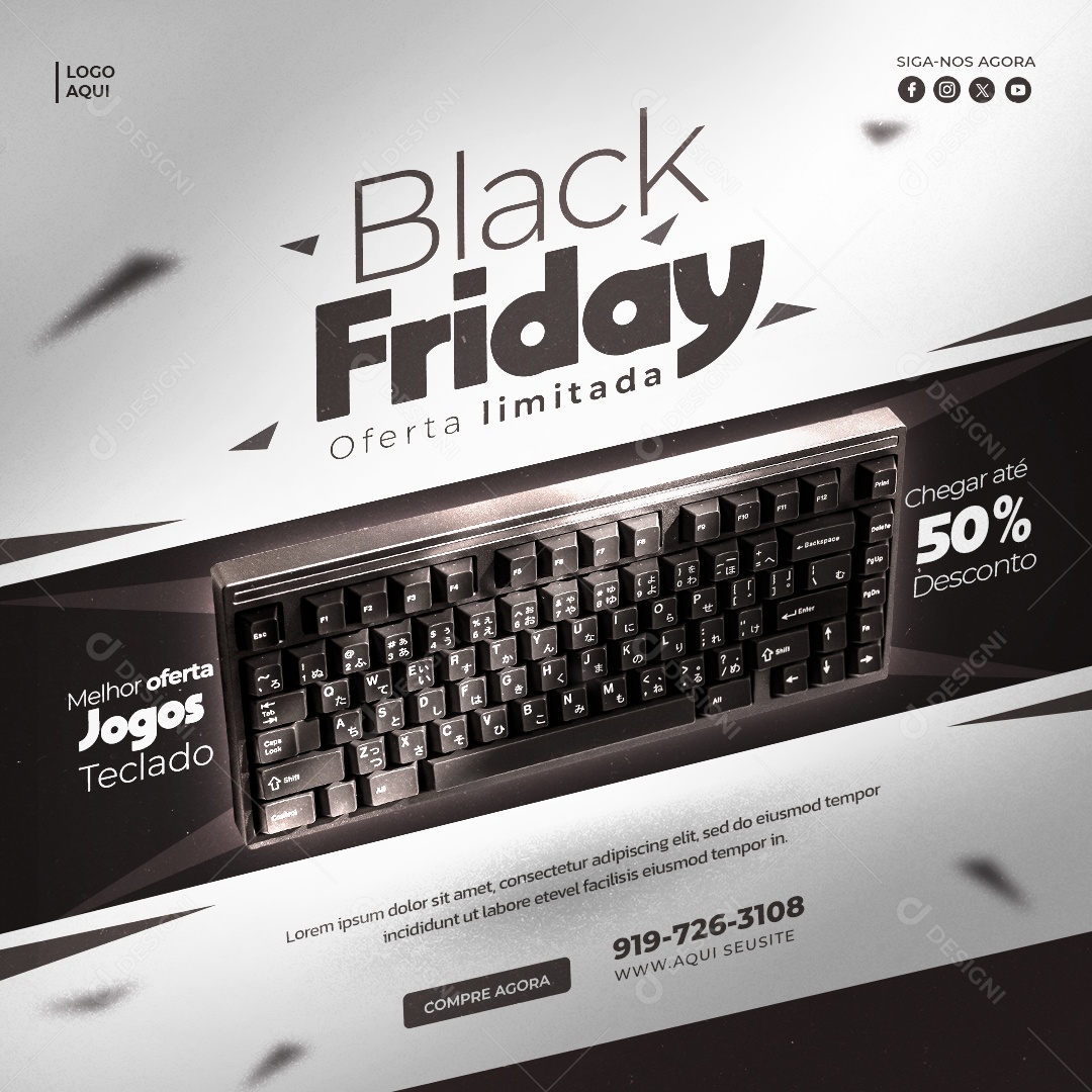 Black Friday Loja de Eletrónicos Teclado Social Media PSD Editável