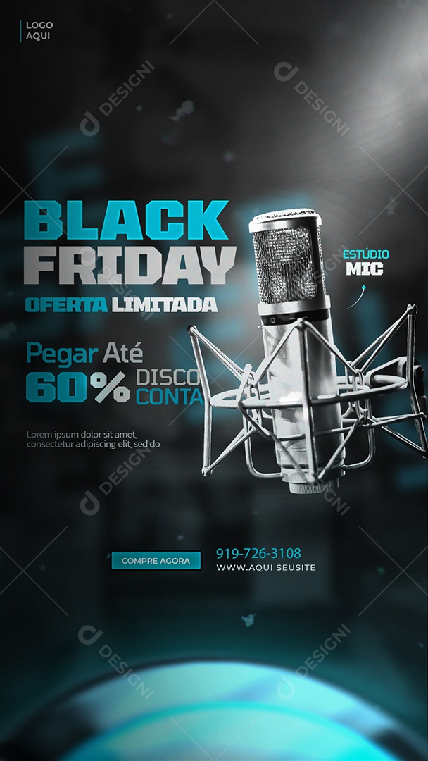 Story Black Friday Loja de Eletrónicos Micro Fone Social Media PSD Editável
