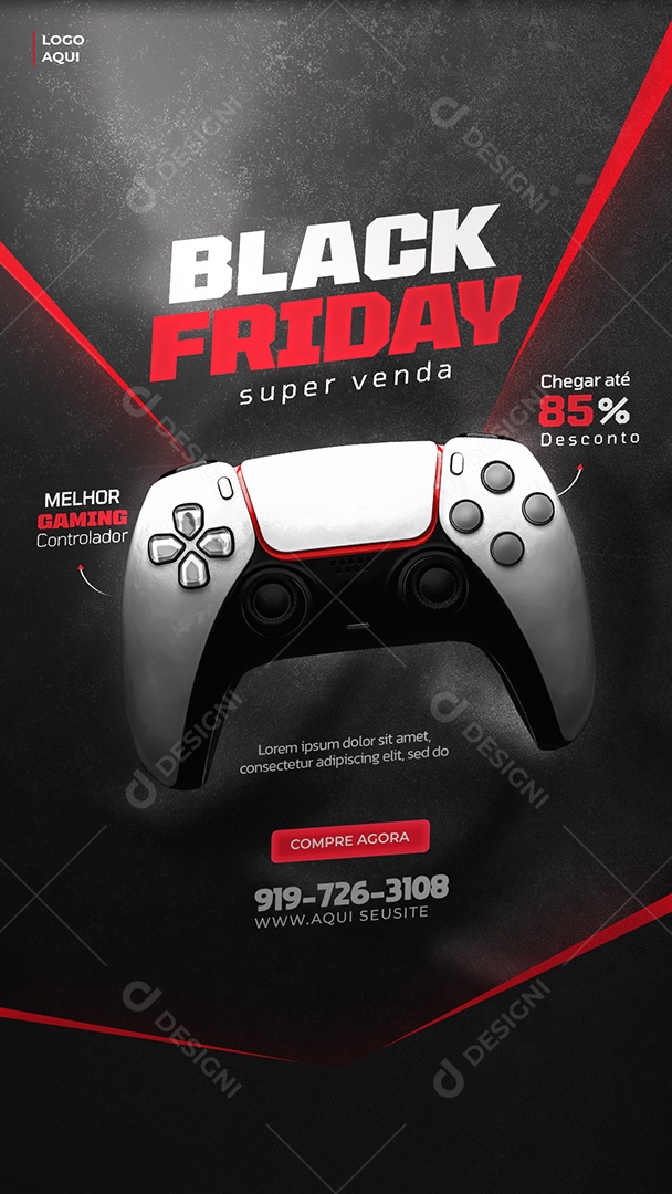 Story Black Friday Loja de Eletrónicos Controle Social Media PSD Editável