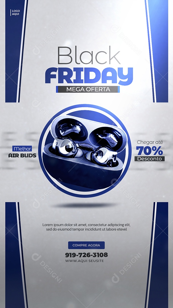 Story Black Friday Loja de Eletrónicos Fone Social Media PSD Editável