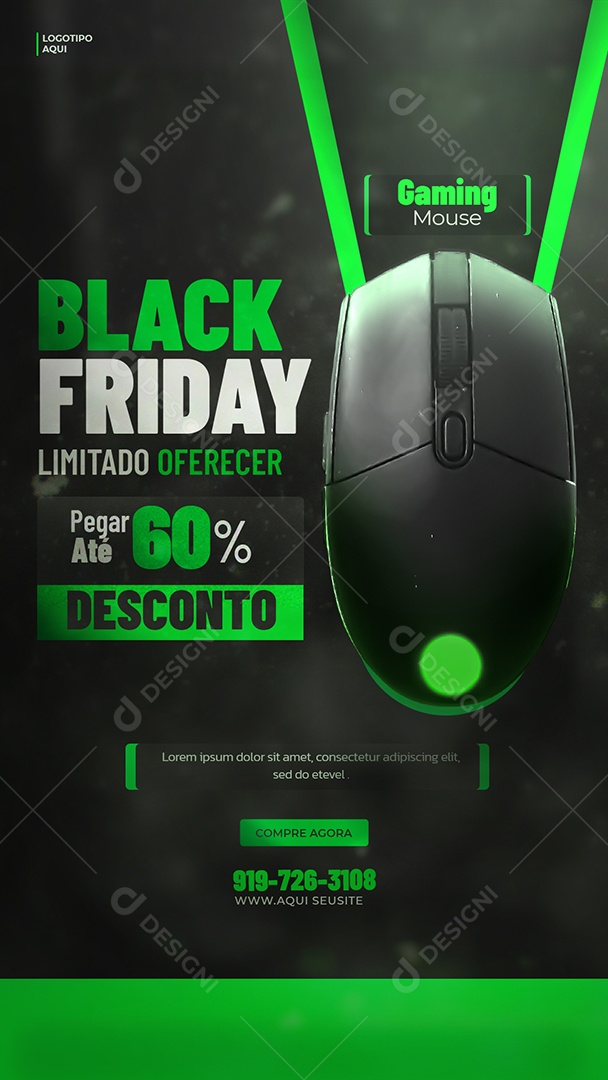 Story Black Friday Loja de Eletrónicos Mouse Social Media PSD Editável