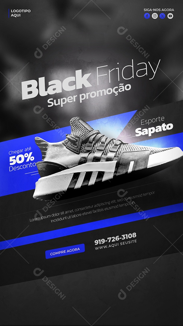 Story Black Friday Super Promoção Loja de Calçados Social Media PSD Editável