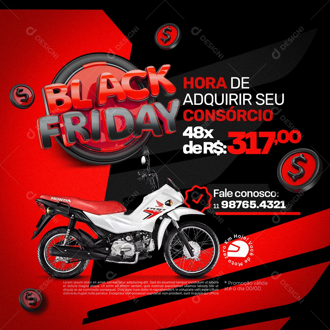 Black Friday Concessionária Motos Social Media PSD Editável