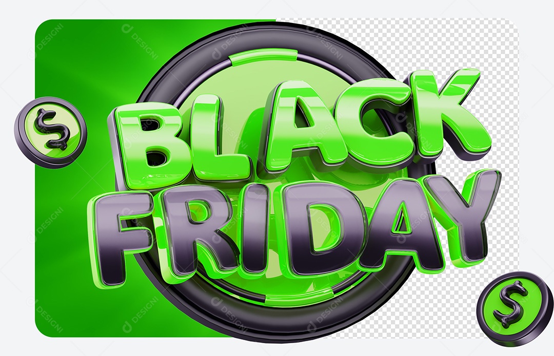Selo 3D Black Friday para Composição PSD