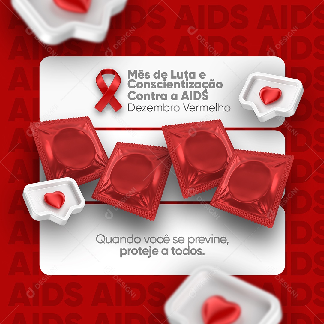 Dezembro Vermelho Mês de Luta e Conscientização Contra a AIDS Social Media PSD Editável