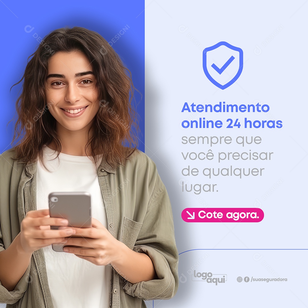 Seguradora Atendimento Online 24 Horas Social Media PSD Editável