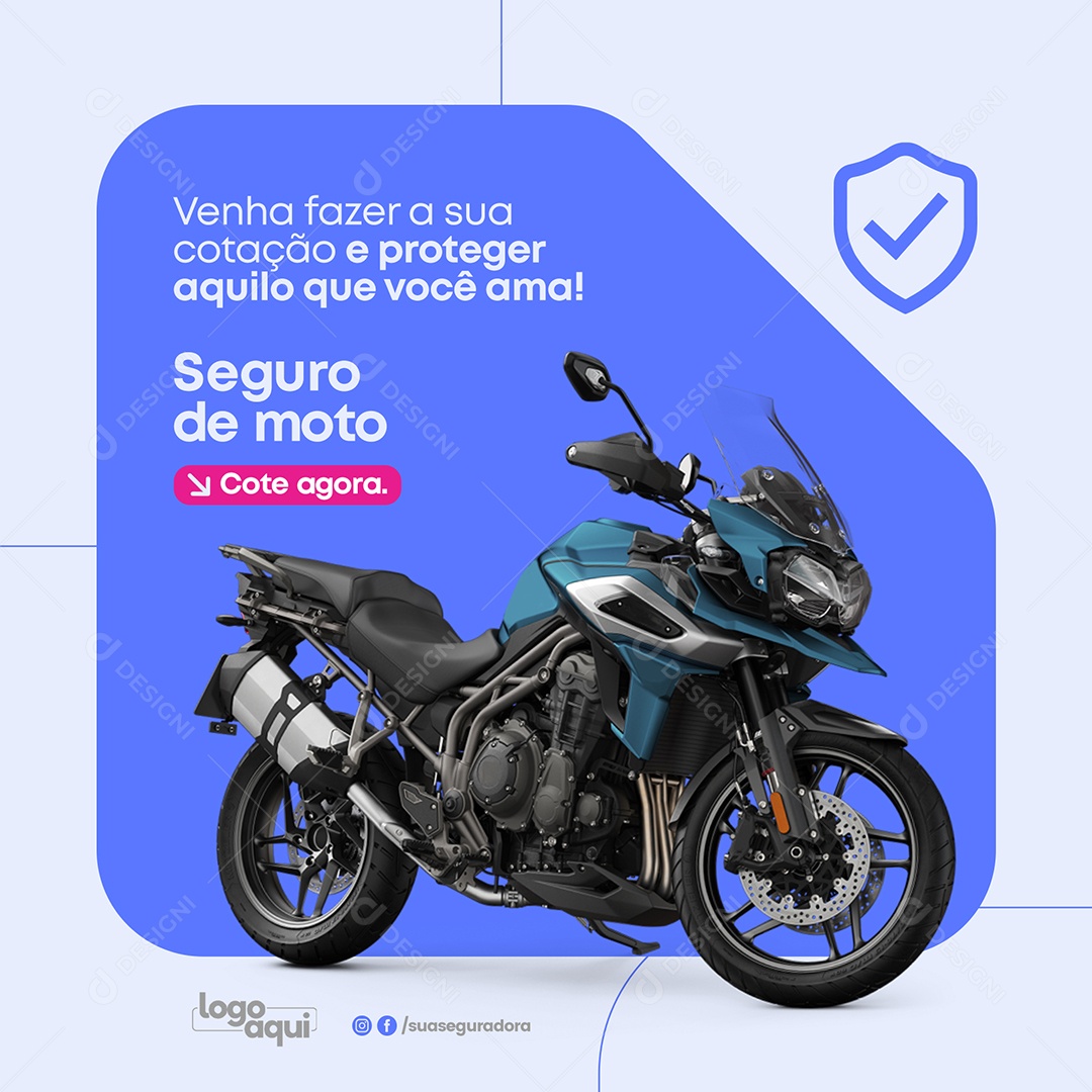 Seguradora Seguro de Moto Cote Agora Social Media PSD Editável