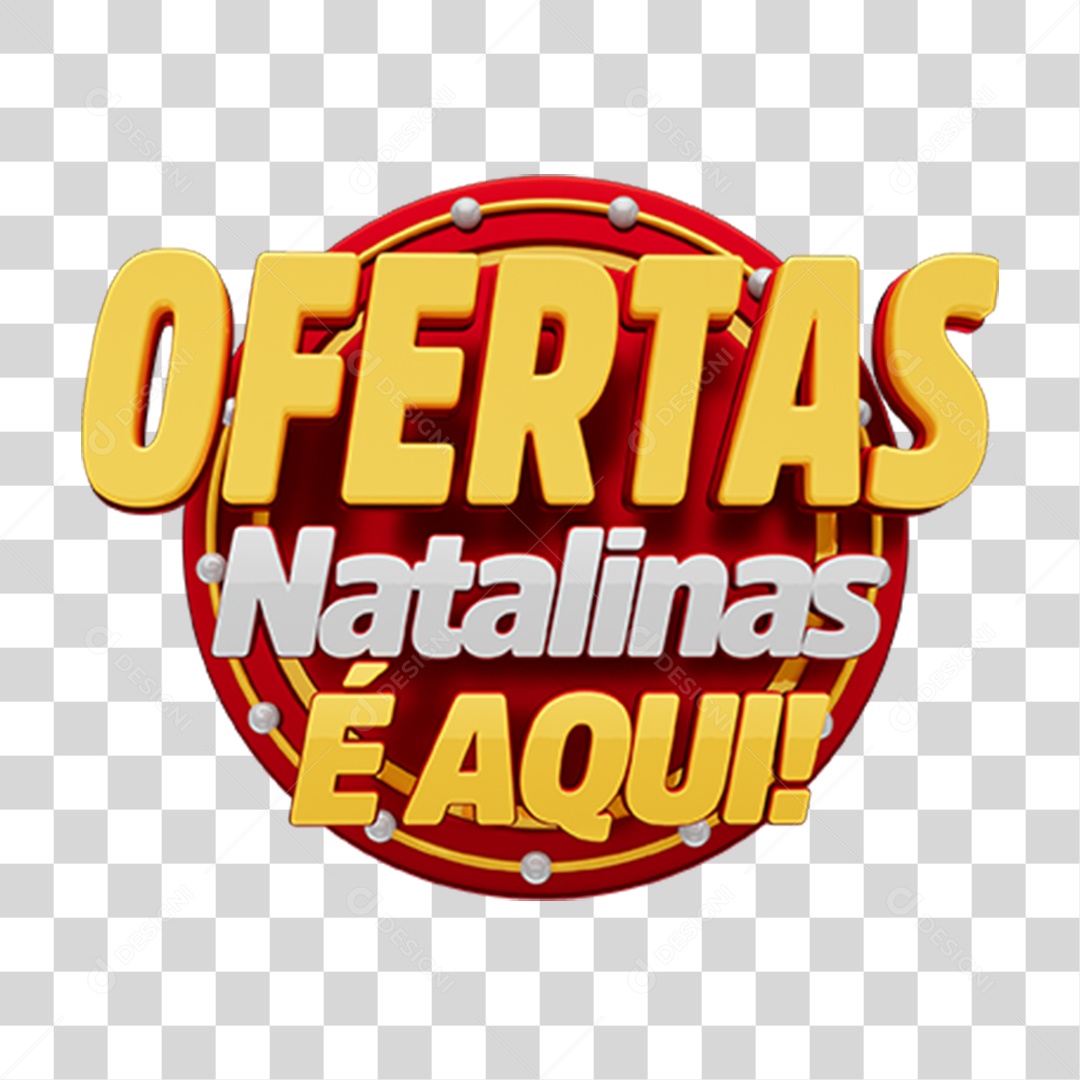 Selo 3D Ofertas Natalina é Aqui PNG Transparente