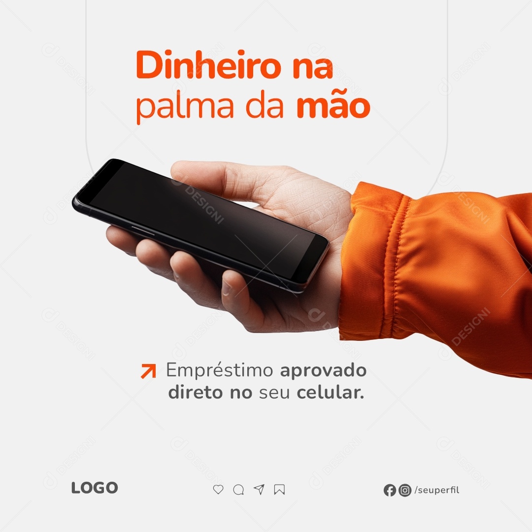Empréstimo Dinheiro Na palma da Mão Social Media PSD Editável