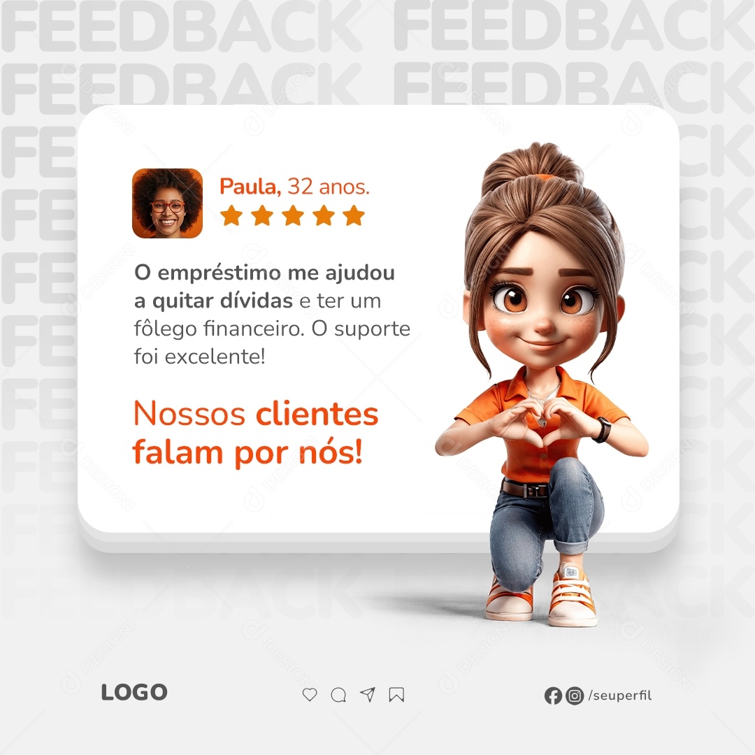 Feedback Empréstimo Social Media PSD Editável