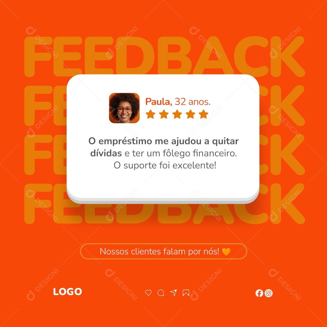 Feedback Empréstimo Social Media PSD Editável