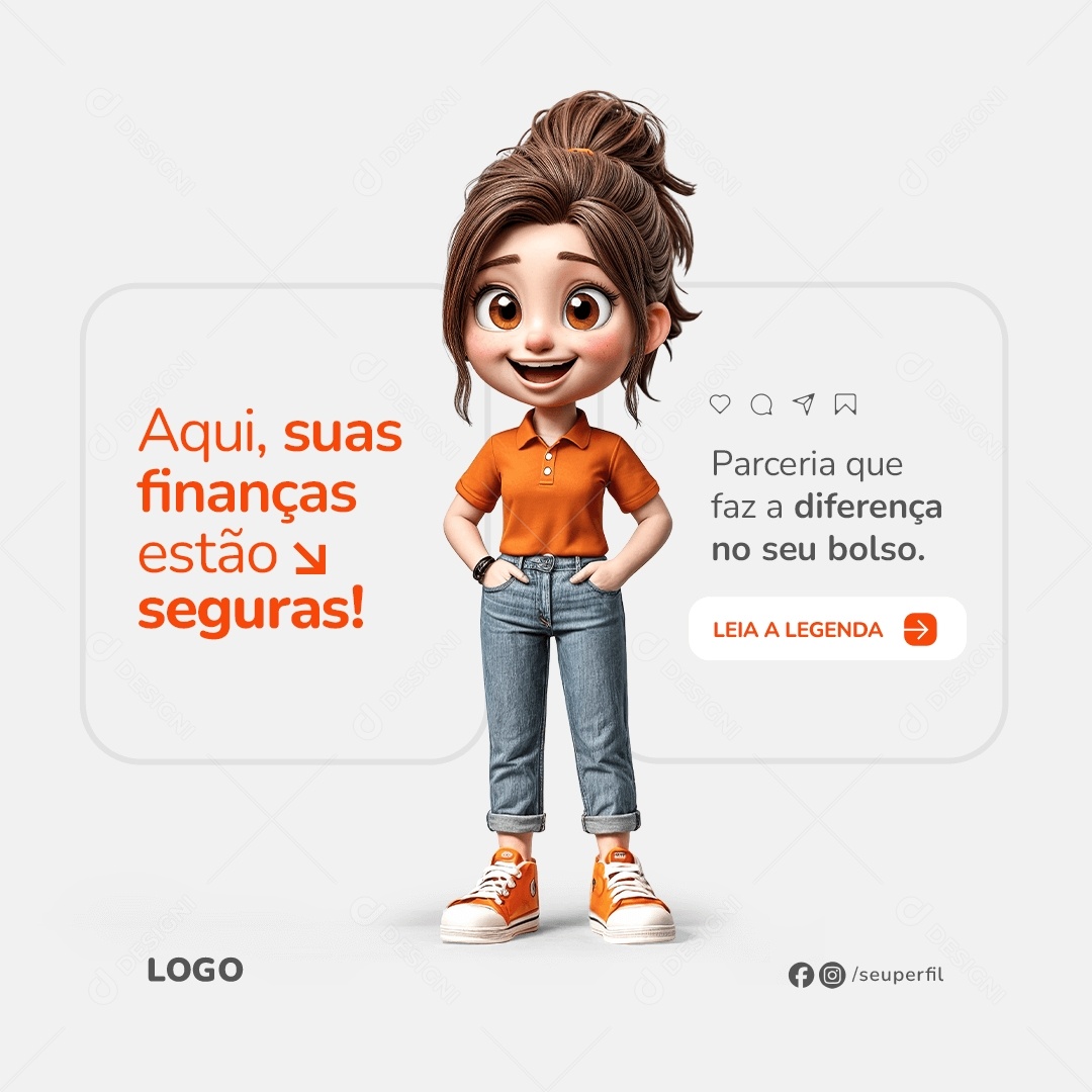 Aqui Suas Financias Estão Seguras Social Media PSD Editável