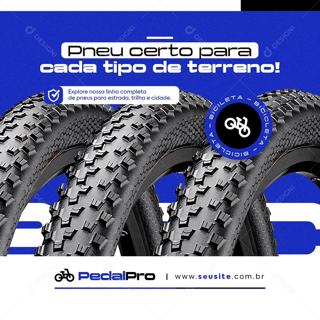 Bicicletaria Pneu Certo para Cada Tipo de Terreno Social M edia PSD Editável