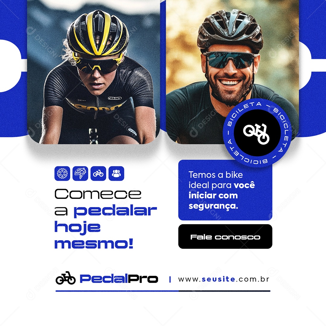 Bicicletaria Comece a Pedalar Hoje Mesmo Social Media PSD Editável