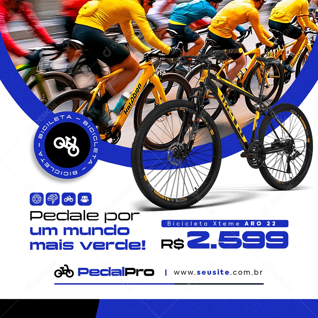 Bicicletaria Pedale por Um Mundo Mais Verde Social Media PSD Editável