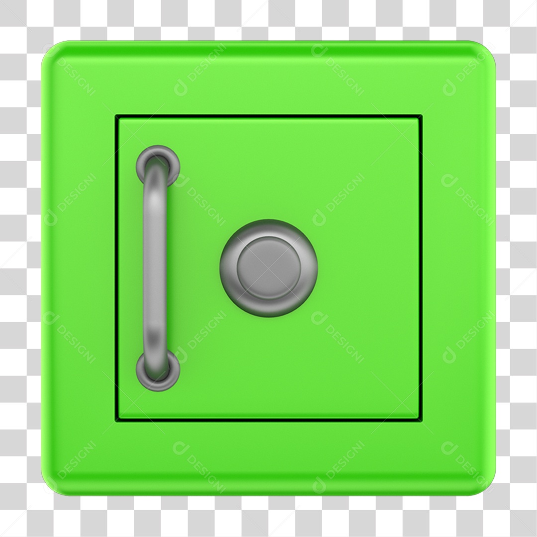 Elemento 3D Cofre Verde PNG Transparente