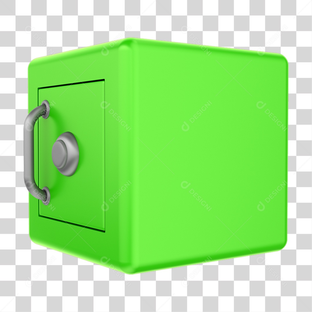 Elemento 3D Cofre Verde PNG Transparente