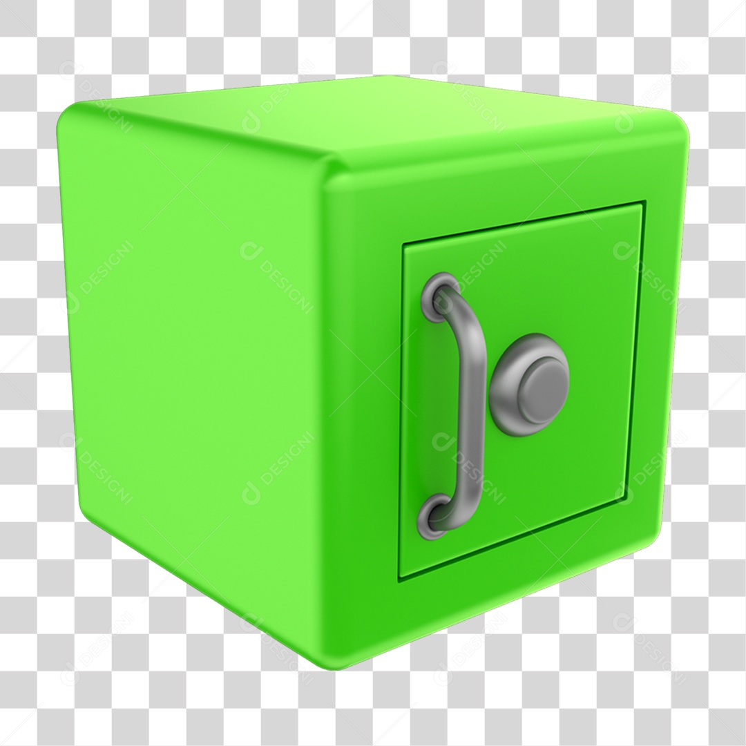 Elemento 3D Cofre Verde PNG Transparente