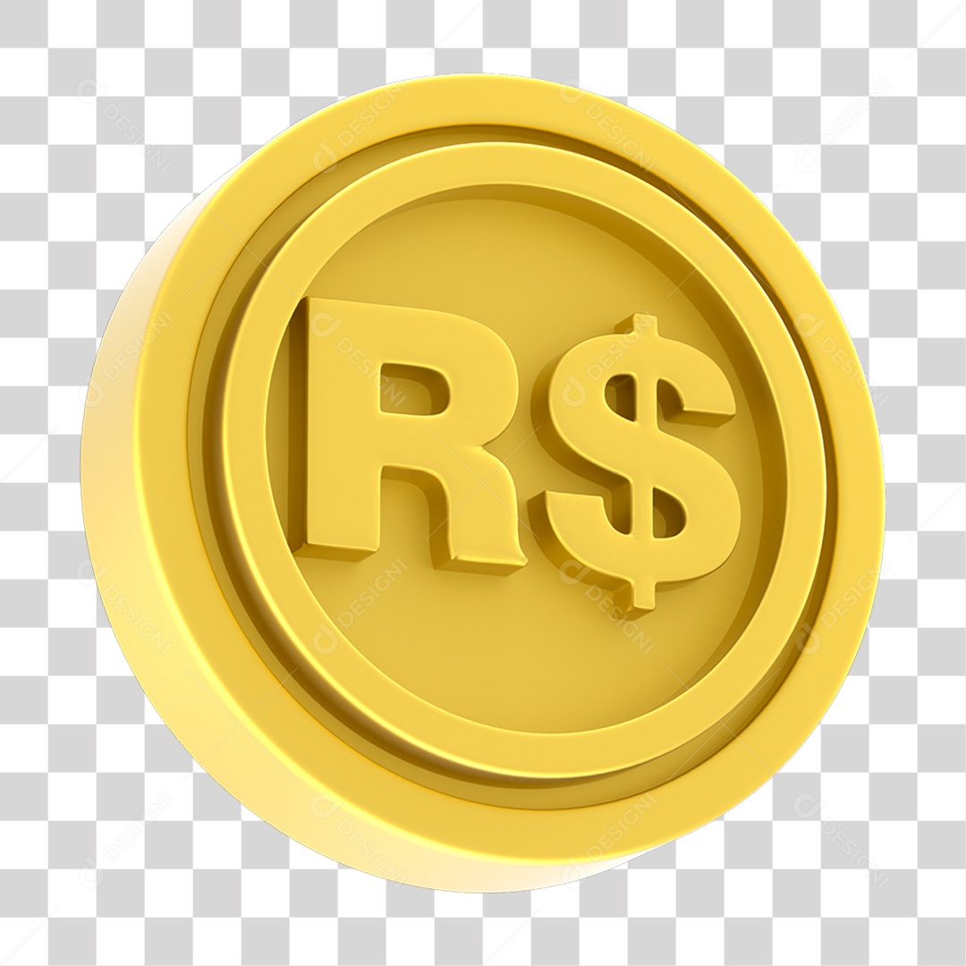 Moeda Dourada com Símbolo Cifrão Dinheiro PNG Transparente