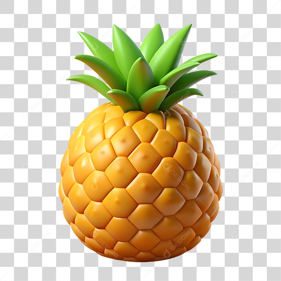 Abacaxi Elemento 3D para Composição PNG Transparente