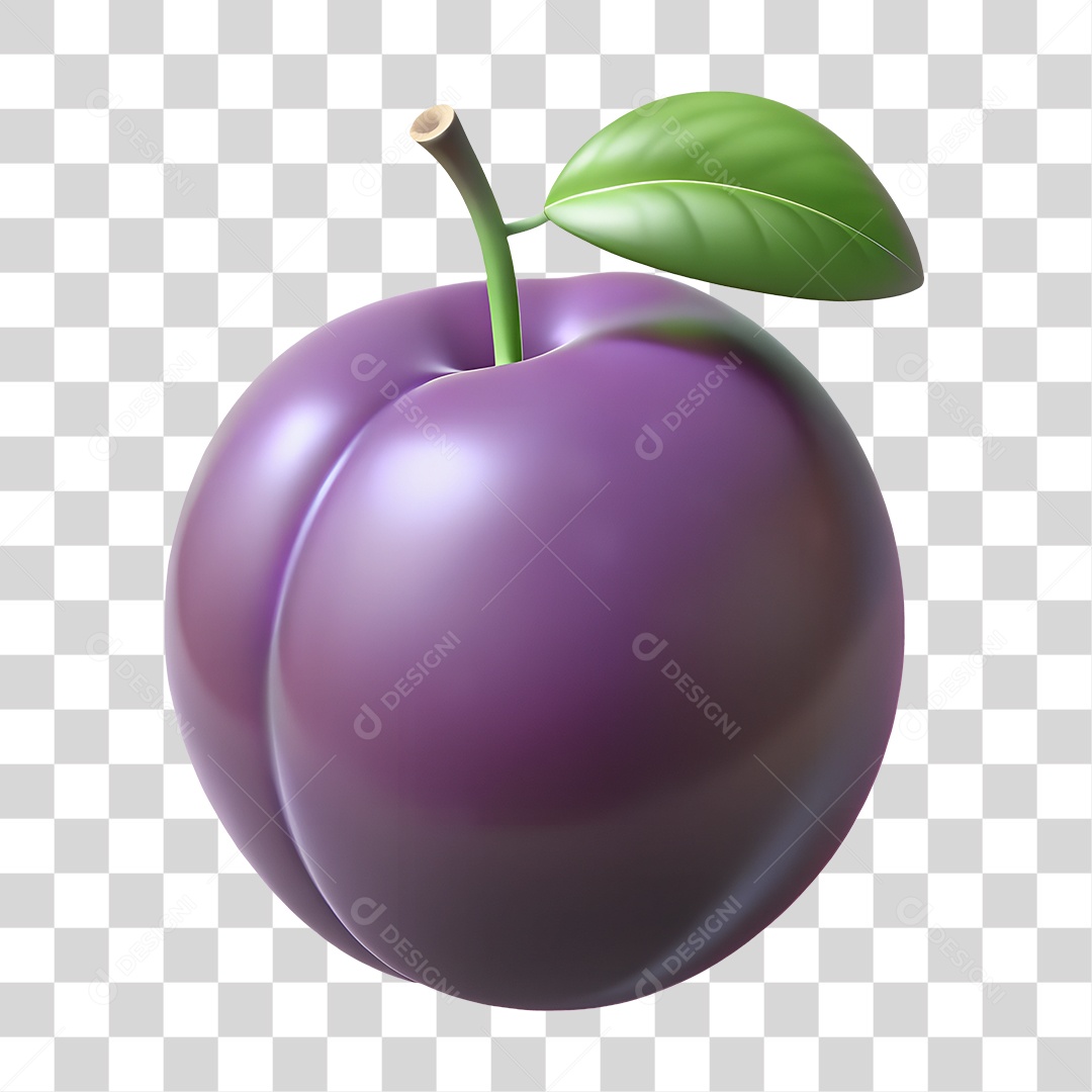 Ameixa Elemento 3D para Composição PNG Transparente