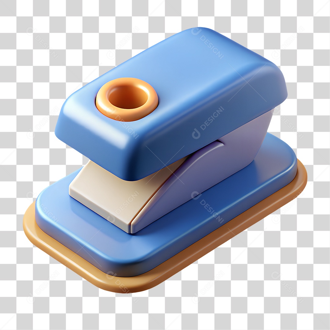 Furador de Papel Azul Elemento 3D Para Composição PNG Transparene