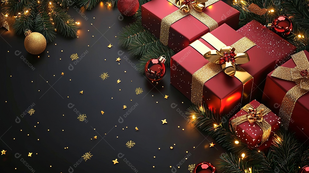 Um palco de Natal moderno em uma sala