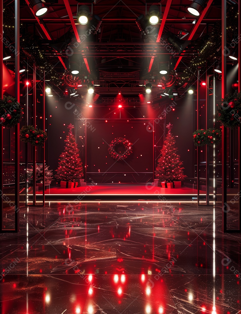 Um palco de Natal moderno em uma sala