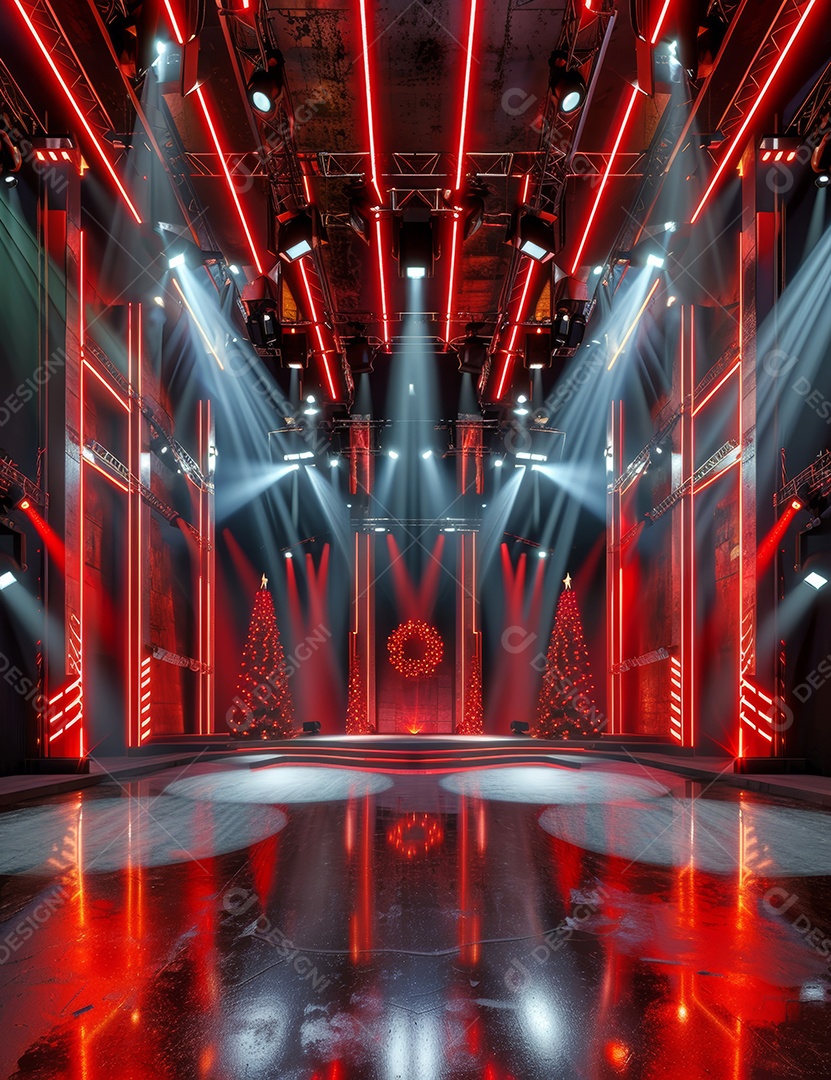 Um palco de Natal moderno em uma sala