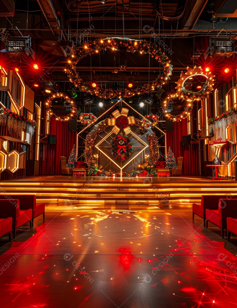 Um palco de Natal moderno em uma sala