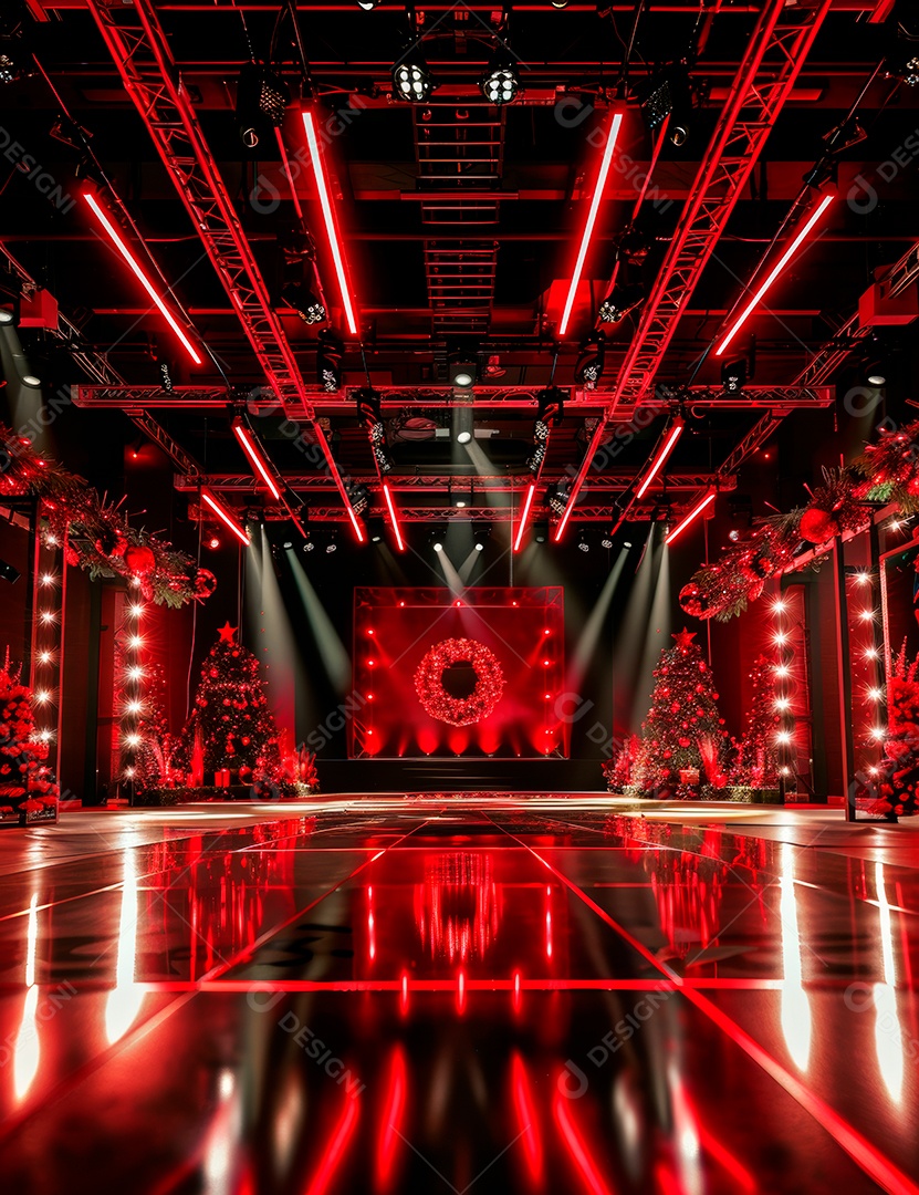 Um palco de Natal moderno em uma sala