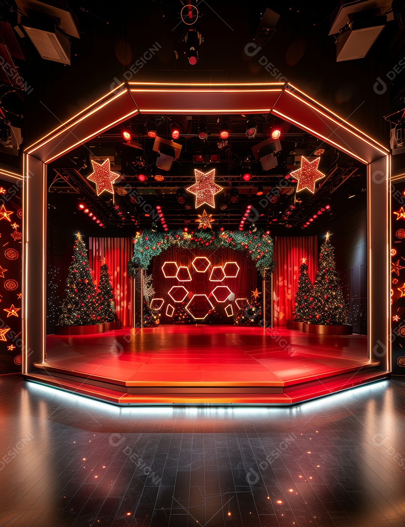Um palco de Natal moderno em uma sala