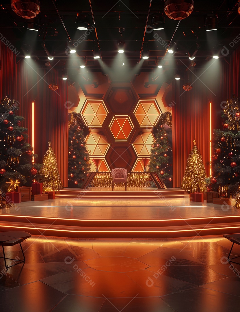 Um palco de Natal moderno em uma sala