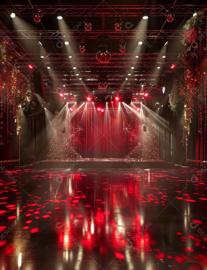 Um palco de Natal moderno em uma sala