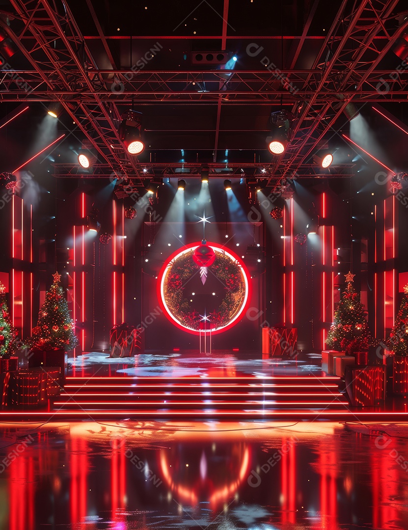 Um palco de Natal moderno em uma sala
